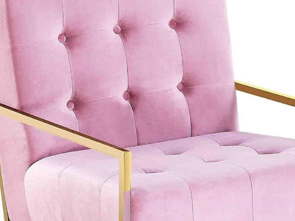 Tufted Accent Armchair With Frame For Living Room - Pink / Gold