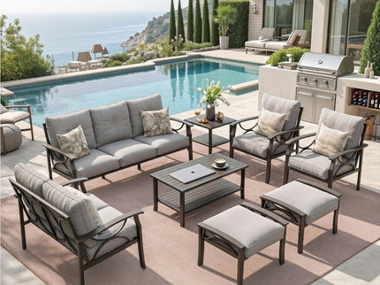 Patio Furniture Set With Coffee Table And Cushions For Backyard