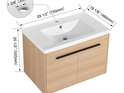 Bathroom Vanity Set With Resin Countertop Sink, 2 Doors