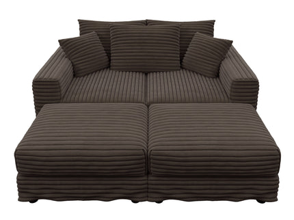 Deep Seat Convertible Sofa With Soft Pillows And Ottomans