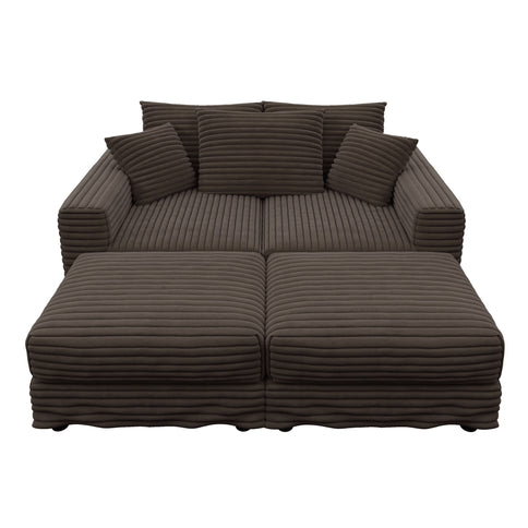 Deep Seat Convertible Sofa With Soft Pillows And Ottomans
