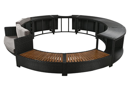 Spa Surround Spa Frame Patio Rattan Sofa Set With Storage Spaces, Mini Sofa And Comfortable Cushion For Patio, Backyard