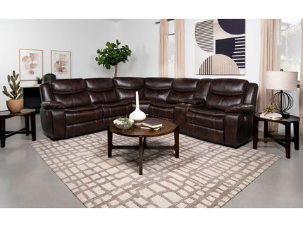 Mclean - Power Reclining Sectional Sofa With Storage Console - Dark Brown