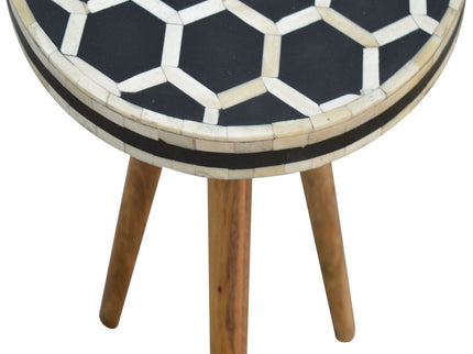 Inlay Bone Tripod Stool - Beige / White