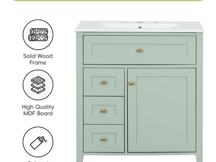 Modern Bathroom Vanity With Sink, 3 Drawers And Adjustable Shelf
