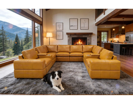 Upholstered Large Arms Sectional With Recliner Seats