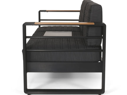 Giovanna - 3 Seater Sofa With Aluminum Frame And Water Repellence Cushions - Black