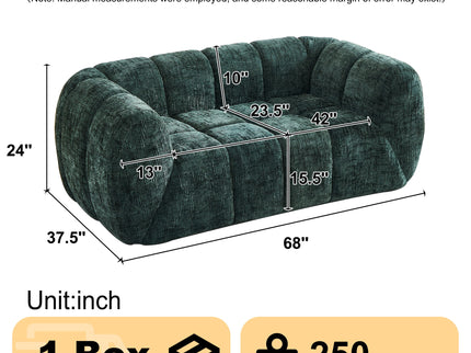 Quilted Cloud Sofa With Rounded Armrests And Piano Key Backrest Design