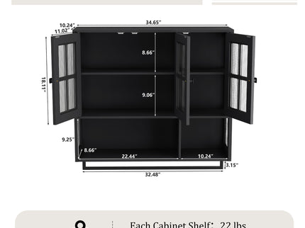 3 Door Wall Cabinet With Glass Door And Towel Bar