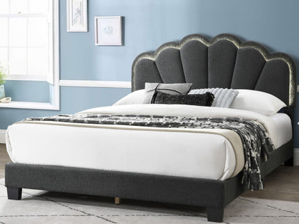 Bed With Floral Design Headboard And Built In LED Lighting