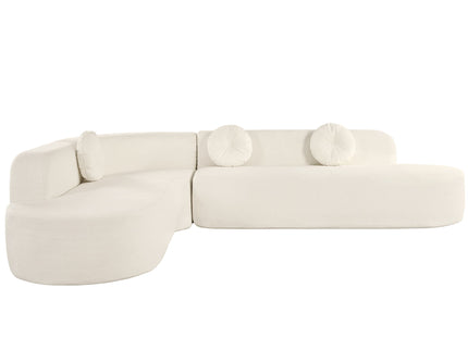 Extra Large Sectional Sofa Soft Fabric Upholstery, Elegant Curved Design With 3 Round Cushions, High - Resilience Foam For Ultimate Comfort - Beige