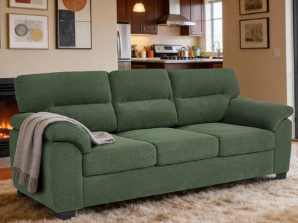 3 Seater Sofa With Padded Armrests And Triangular Leg