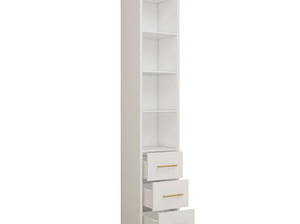 Tall Storage Cabinet With 3 Drawers For Bedroom - White