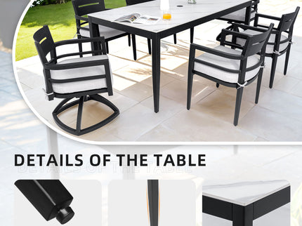 Modern Outdoor Patio Dining Set With Table And Chairs With Sunbrella Cushions