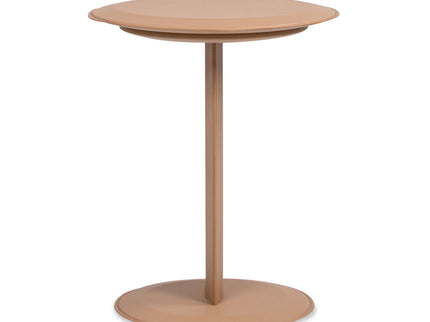 Mode - Leatherette Round C-Shaped Sofa Side Table - Saddle Brown