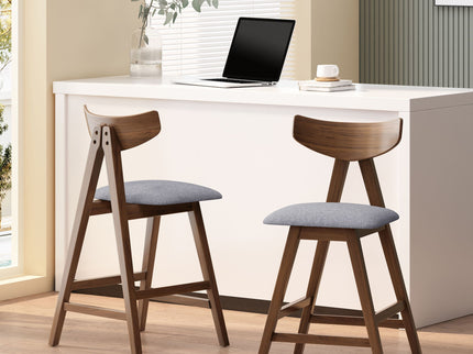 Mid Century Modern Counter Stool With V Shape Frame And Upholstered Seating