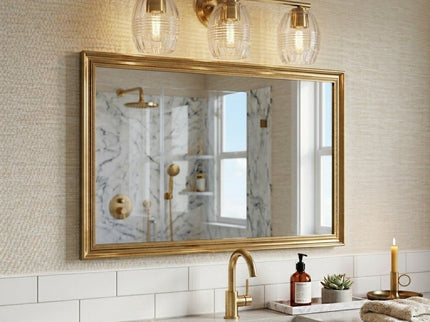 Luster - 3 Lights Vanity With Clear For Bathrooms Above Mirror Wall Lamp Satin - Clear / Gold