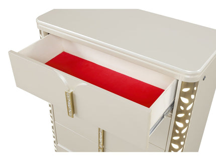Cinderella - Chest With LED Accents And 5 Storage Drawers - Beige
