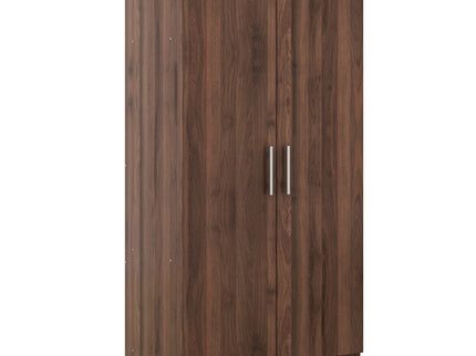 2 Door Wooden Wardrobe Armoire With 3 Storage Shelves - Brown