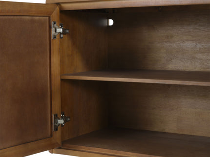 Modern Scandinavian 4 Door Sideboard Storage Cabinet With Adjustable Shelves - Brown / Gold