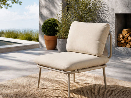 Modular Patio Armless Sofa Chair With Thick Cushion - Off White