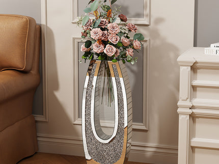 U - Shaped Floor Vase With Shattered Diamond Mirror Surface