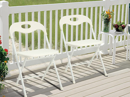 Folding Chairs, Stackable & Waterproof (Set of 4) - White