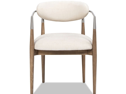 Artemis - Mixed Material Upholstered Dining Arm Chair - Warm White