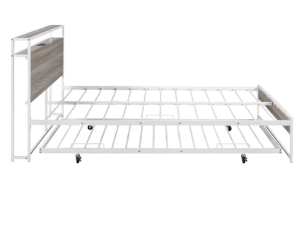 Platform Bed Frame With Trundle, USB Ports And Slat Support, No Box Spring Needed