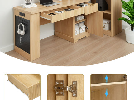 Modern Fluted Office Desk With Storage Cabinet