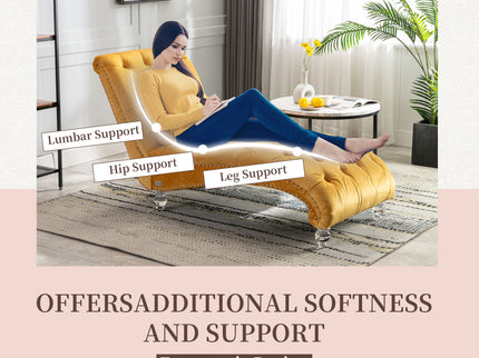 Chaise Lounge Indoor, Button Tufted Upholstered Chaise Lounge Chair With Pillow
