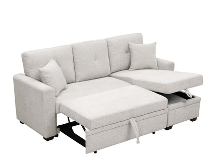 Upholstered Sectional With Pull Out Bed And Chaise Storage