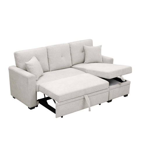 Upholstered Sectional With Pull Out Bed And Chaise Storage