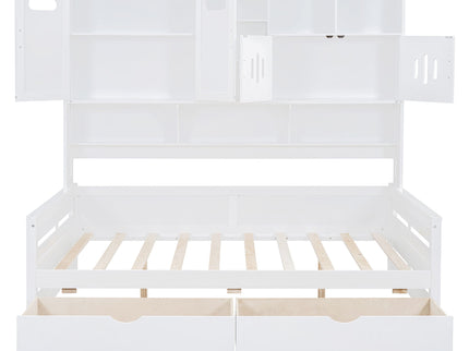 Daybed With All-In-One Cabinet And Shelf
