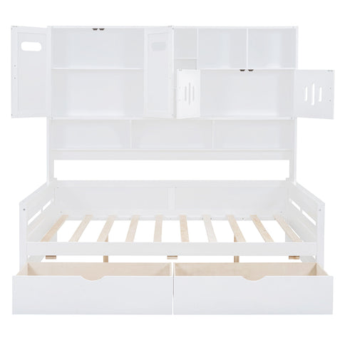 Daybed With All-In-One Cabinet And Shelf
