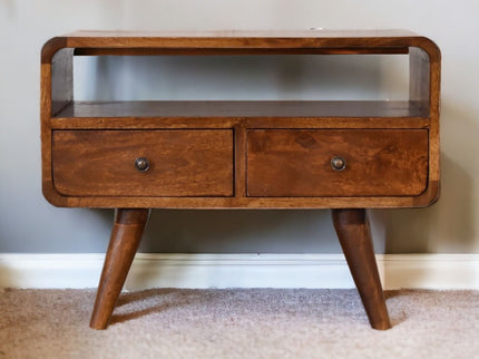 Solid Wood Curved Media Unit