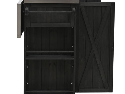 Outdoor Kitchen Island With Stainless Steel Top, Ample Storage Space, Towel And Spice Racks And A Bottle Opener