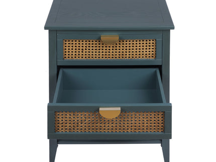 2 Drawer Side Table, Natural Rattan
