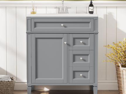 Bathroom Vanity With Top Sink, 2 Drawers & Tip Out Drawer