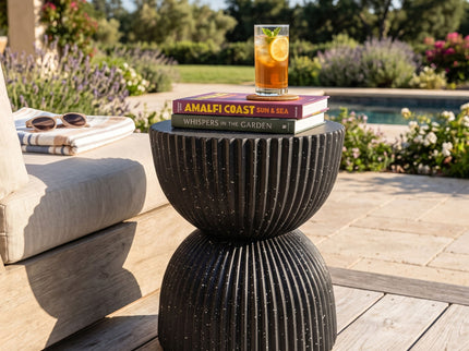 Side Table With Speckled Ribbed Texture
