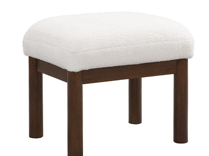 Modern Accent Chair With Ottoman, Mid Century Lounge Chair With Footrest, Comfy Fabric Armchair Upholstered Set With Solid Wood Frame For Living Room - White