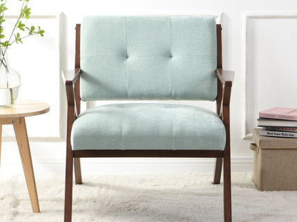 Modern Accent Chair With Plush Cushions, Angled Arm Design - Green