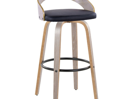 Grotto - Contemporary Fixed Height Barstool With Swivel With Round Footrest (Set of 2)