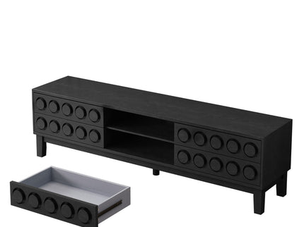 Media Console With 4 Drawers And Cable Management