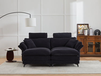 Modern Deep Seat Sectional Sofa With Ottoman