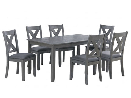 7 Piece Dining Room Furniture, Table And 6 Chairs Set - Gray