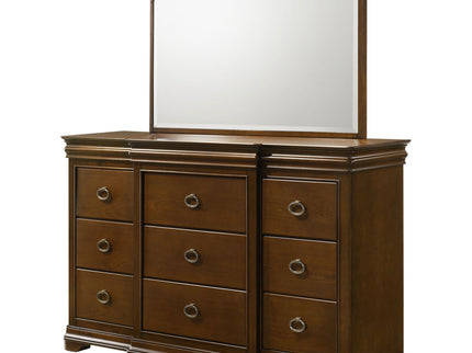 Leonide - 9 Drawer Dresser With Mirror - Cherry