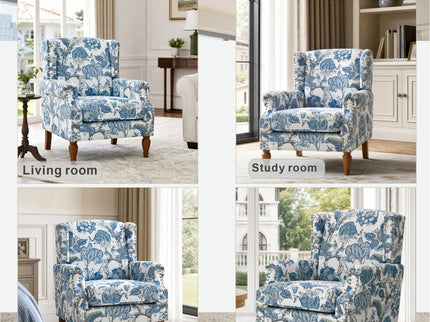 Accent Chair With Floral Upholstery And Nailhead Trim