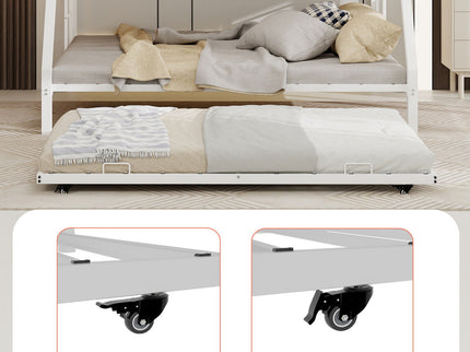 Bunk Bed For Kids, Convertible Frame With Ladders & Guardrail