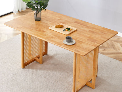 Dining Table With Imitation Rattan Design For Dining Room